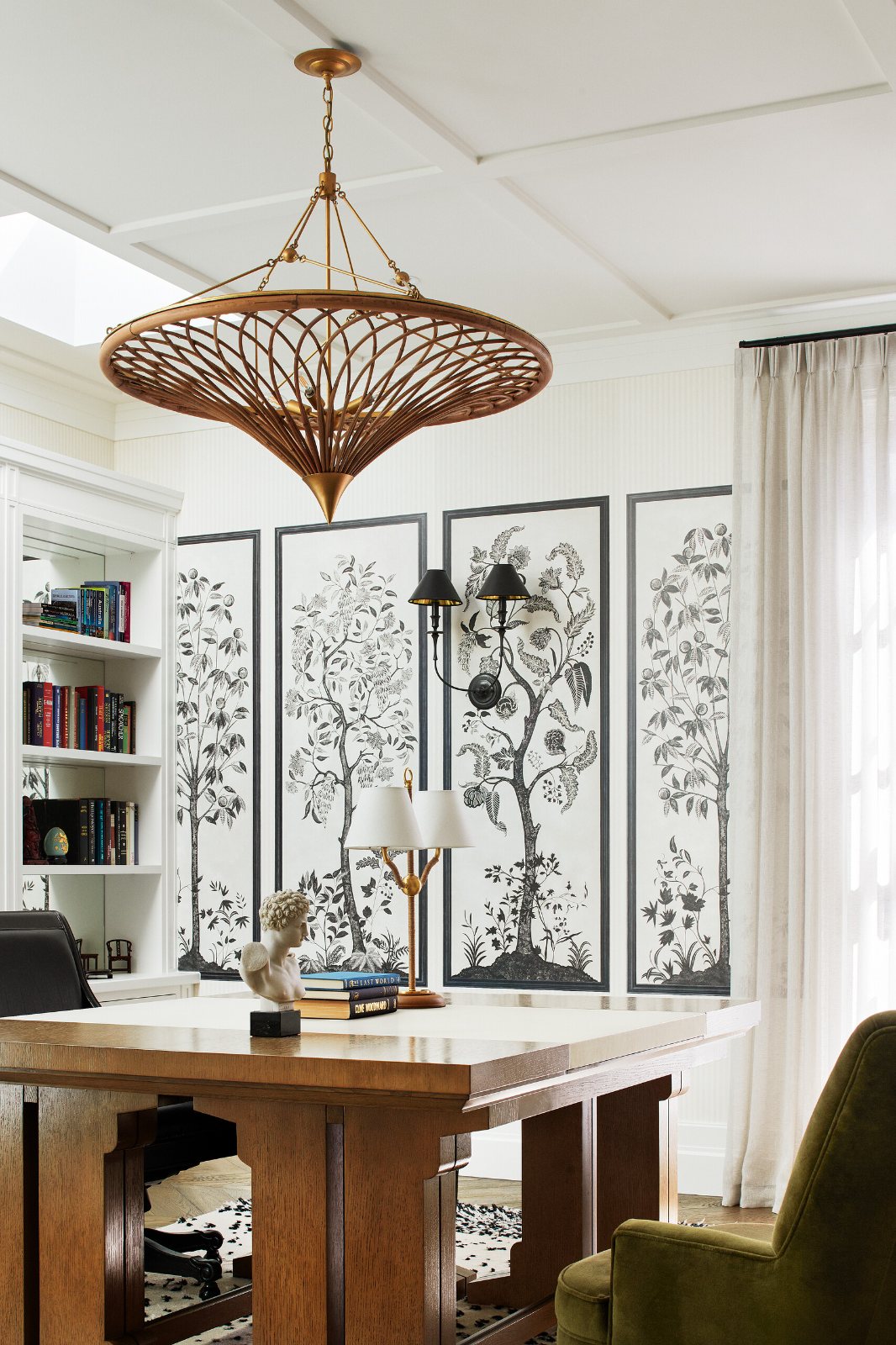 Toorak, Montalto Avenue study with a large pendant above the desk